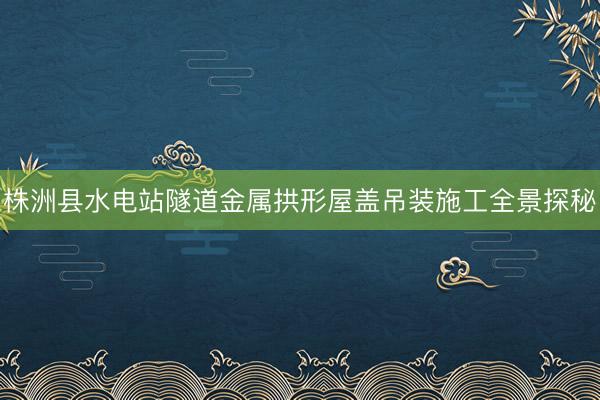 株洲县水电站隧道金属拱形屋盖吊装施工全景探秘