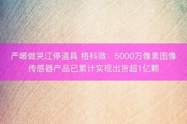 严峫做哭江停道具 格科微：5000万像素图像传感器产品已累计实现出货超1亿颗
