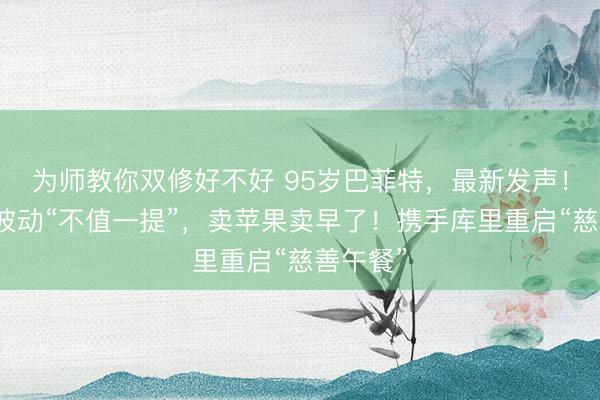 为师教你双修好不好 95岁巴菲特，最新发声！现在的波动“不值一提”，卖苹果卖早了！携手库里重启“慈善午餐”