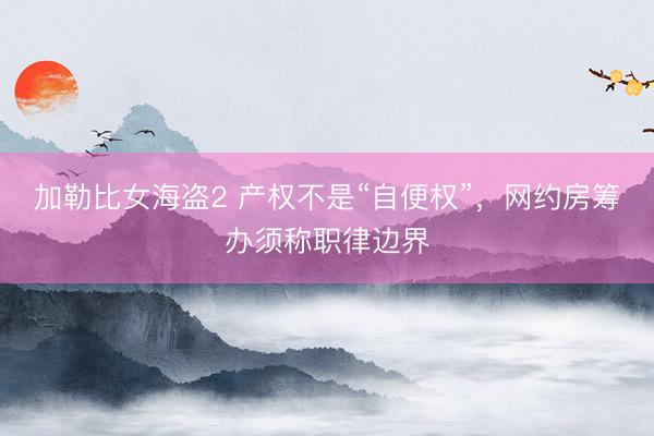 加勒比女海盗2 产权不是“自便权”，网约房筹办须称职律边界