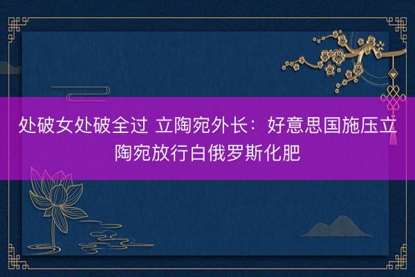 处破女处破全过 立陶宛外长：好意思国施压立陶宛放行白俄罗斯化肥