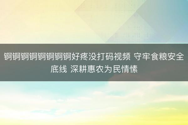 锕锕锕锕锕锕锕锕好疼没打码视频 守牢食粮安全底线 深耕惠农为民情愫