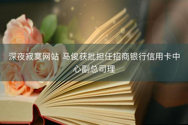 深夜寂寞网站 马俊获批担任招商银行信用卡中心副总司理