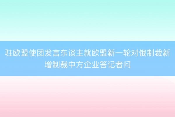 驻欧盟使团发言东谈主就欧盟新一轮对俄制裁新增制裁中方企业答记者问